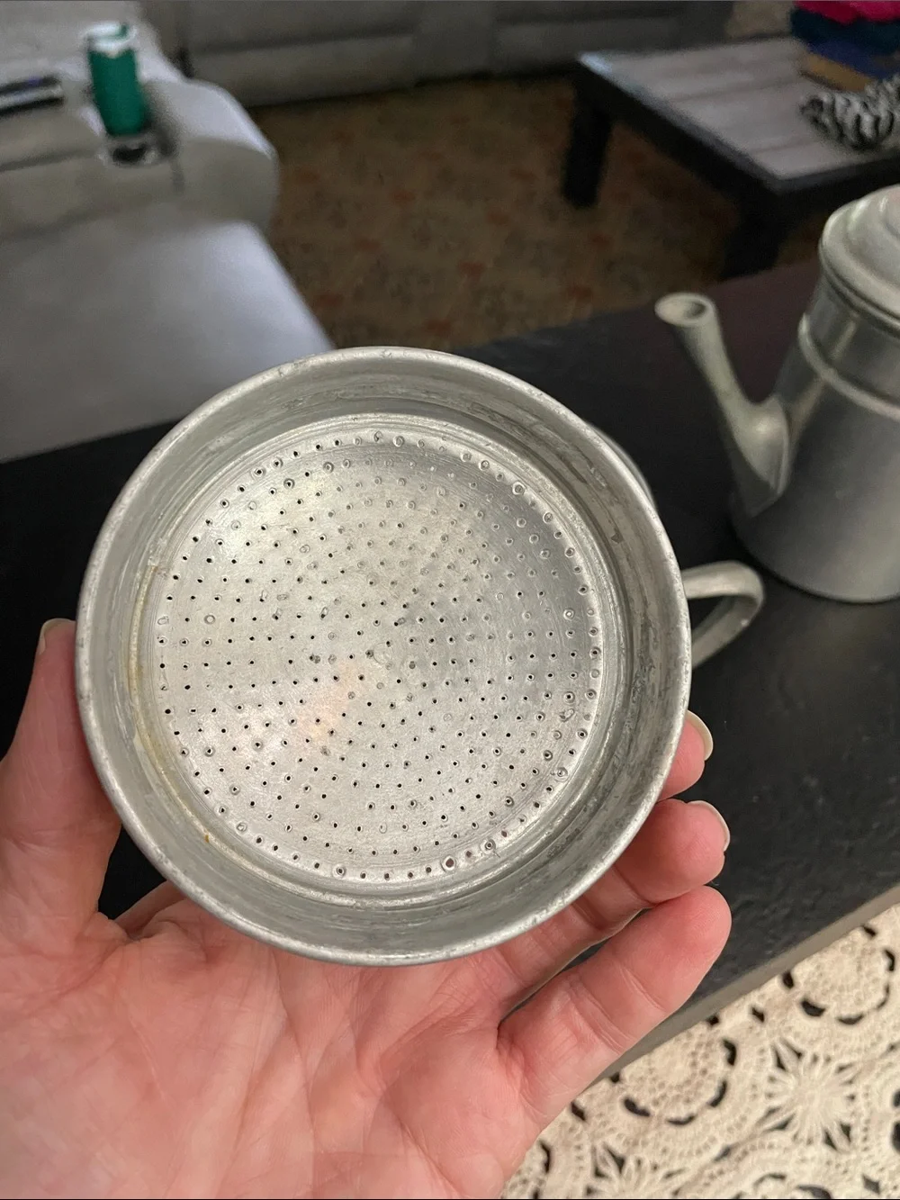 Vintage-Style Metal Coffee Set - Silver/Aluminum GV Made in Italy 2 pc set